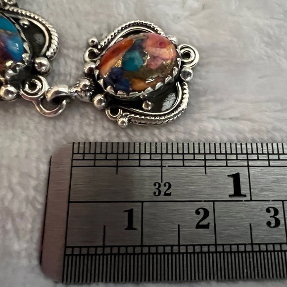 ❤️ Pink Dream Dahlia Kingman Turquoise 925 Navajo Lariat Necklace 20+2” 26.8gm - Picture 6 of 15